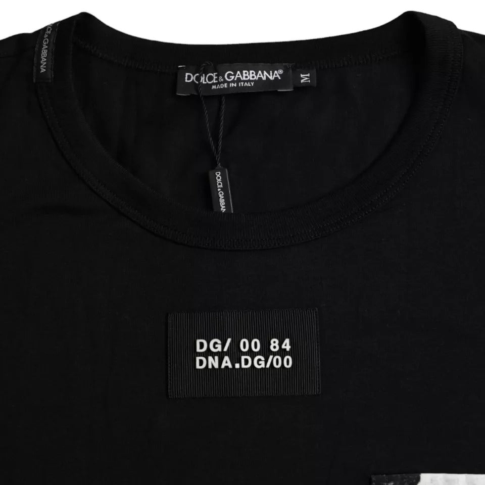 Dolce &amp; Gabbana Black Cotton Pocket Short Sleeves Men T-shirt