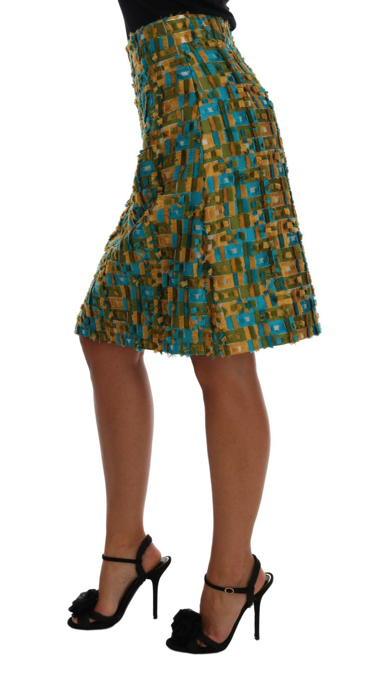 Dolce &amp; Gabbana Elegant Green Jacquard High Waist Skirt