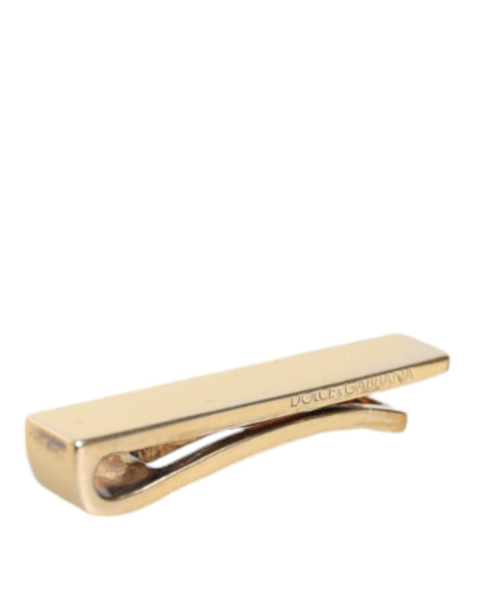 Dolce & Gabbana Gold Tone Brass Logo Branded Men Tie Clip Bar