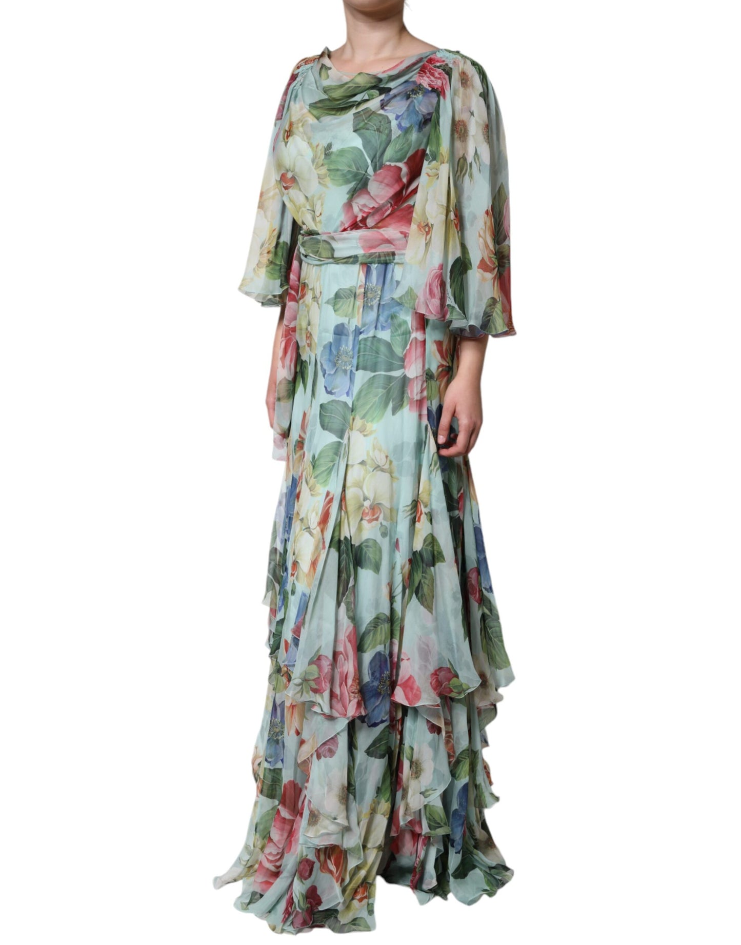 Dolce & Gabbana Multicolor Floral Silk Long Gown Dress