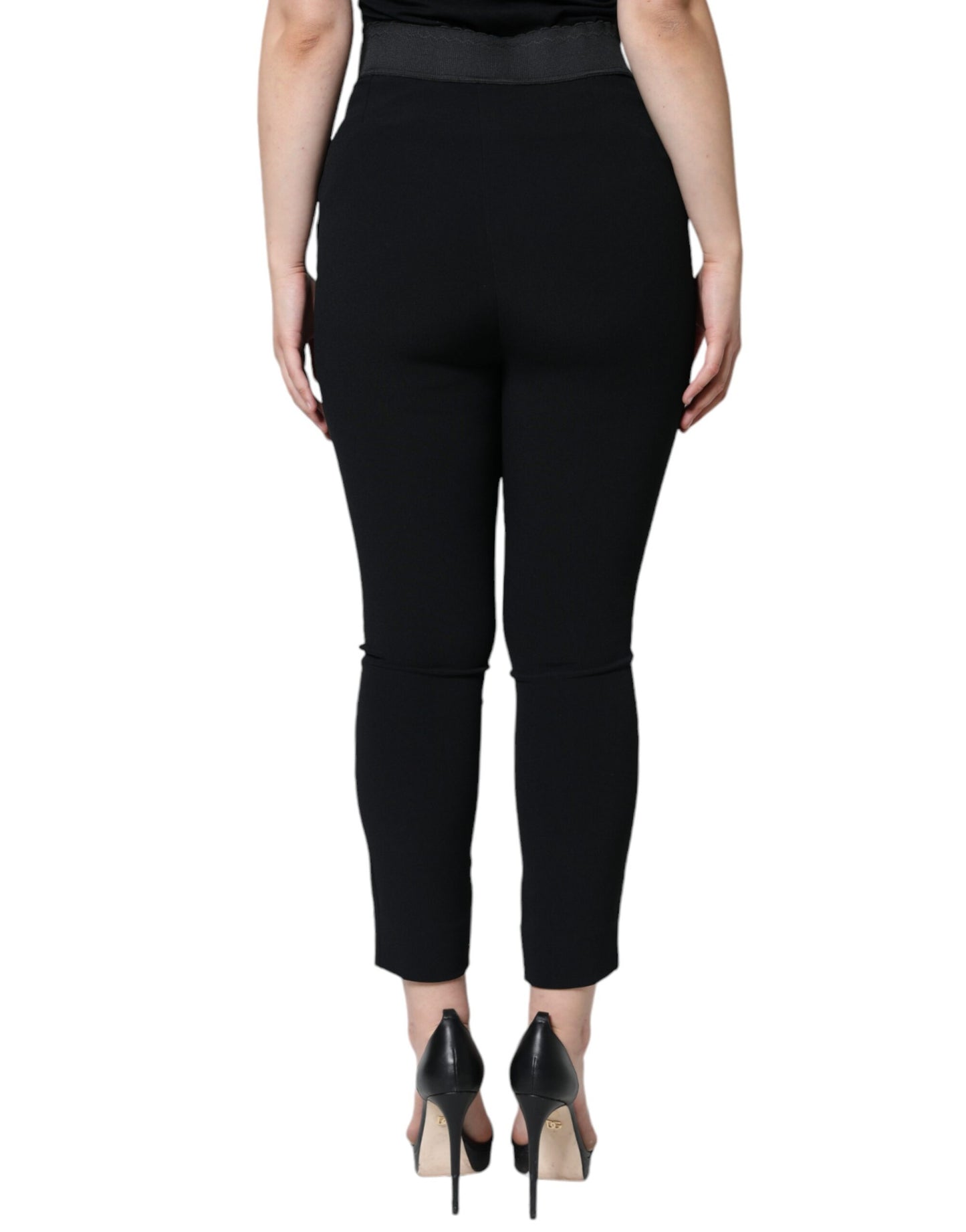 Dolce & Gabbana Black Viscose High Waist Tapered Pants