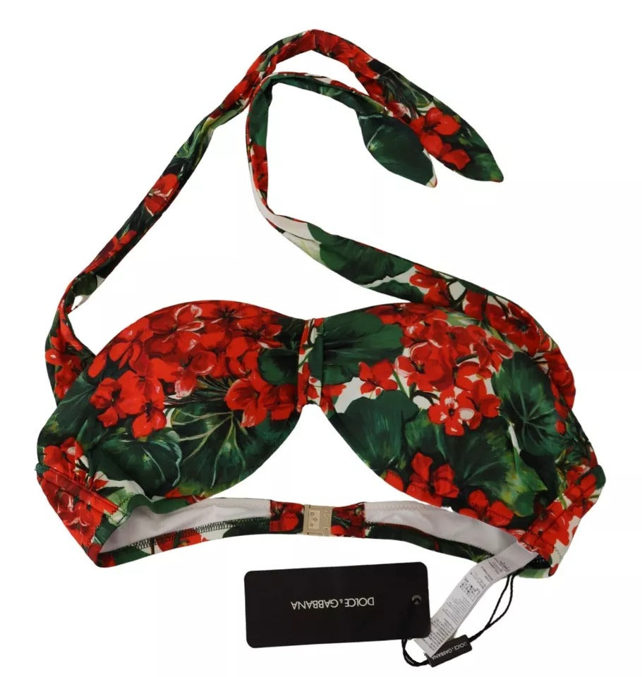 Dolce & Gabbana Multicolor Geranium Halter Beachwear Bikini Top