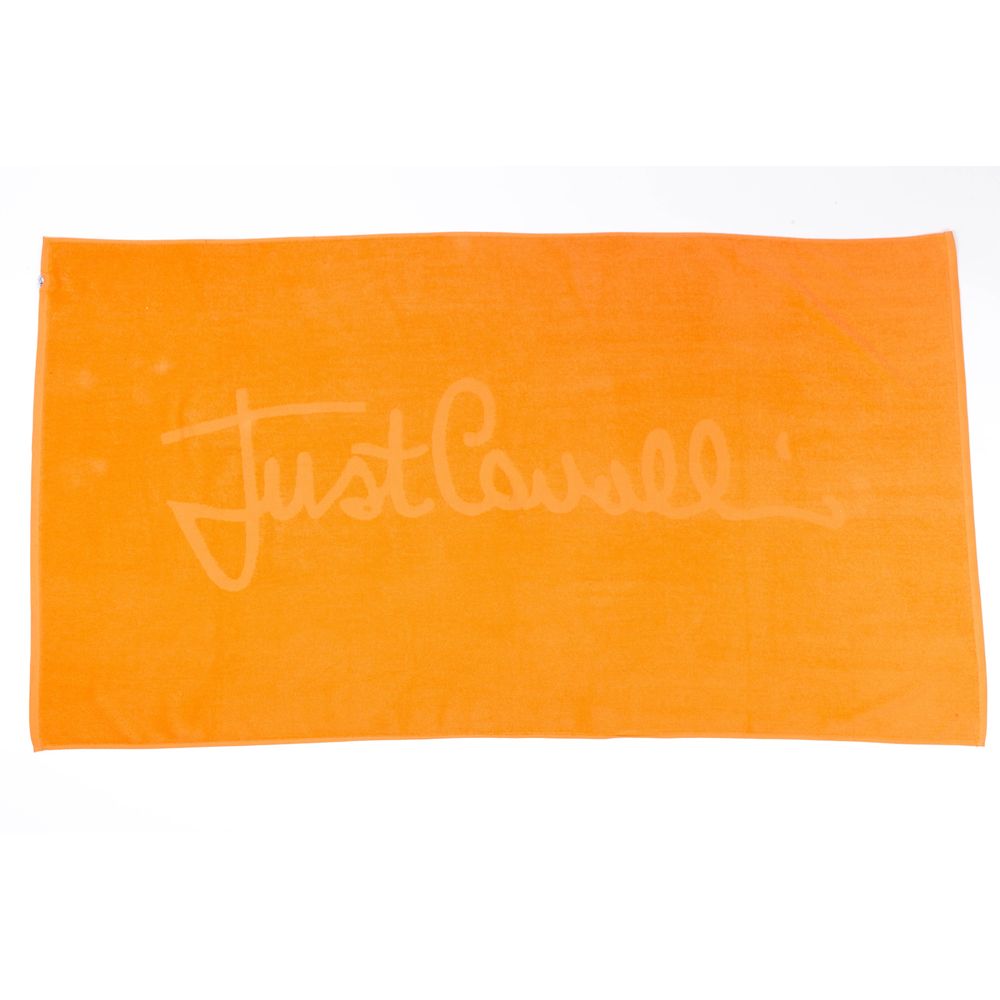 Just Cavalli Orange Cotton Men Beach Towel