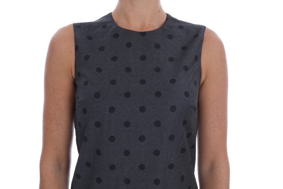 Dolce &amp; Gabbana Chic Sleeveless Polka Dot Wool Dress