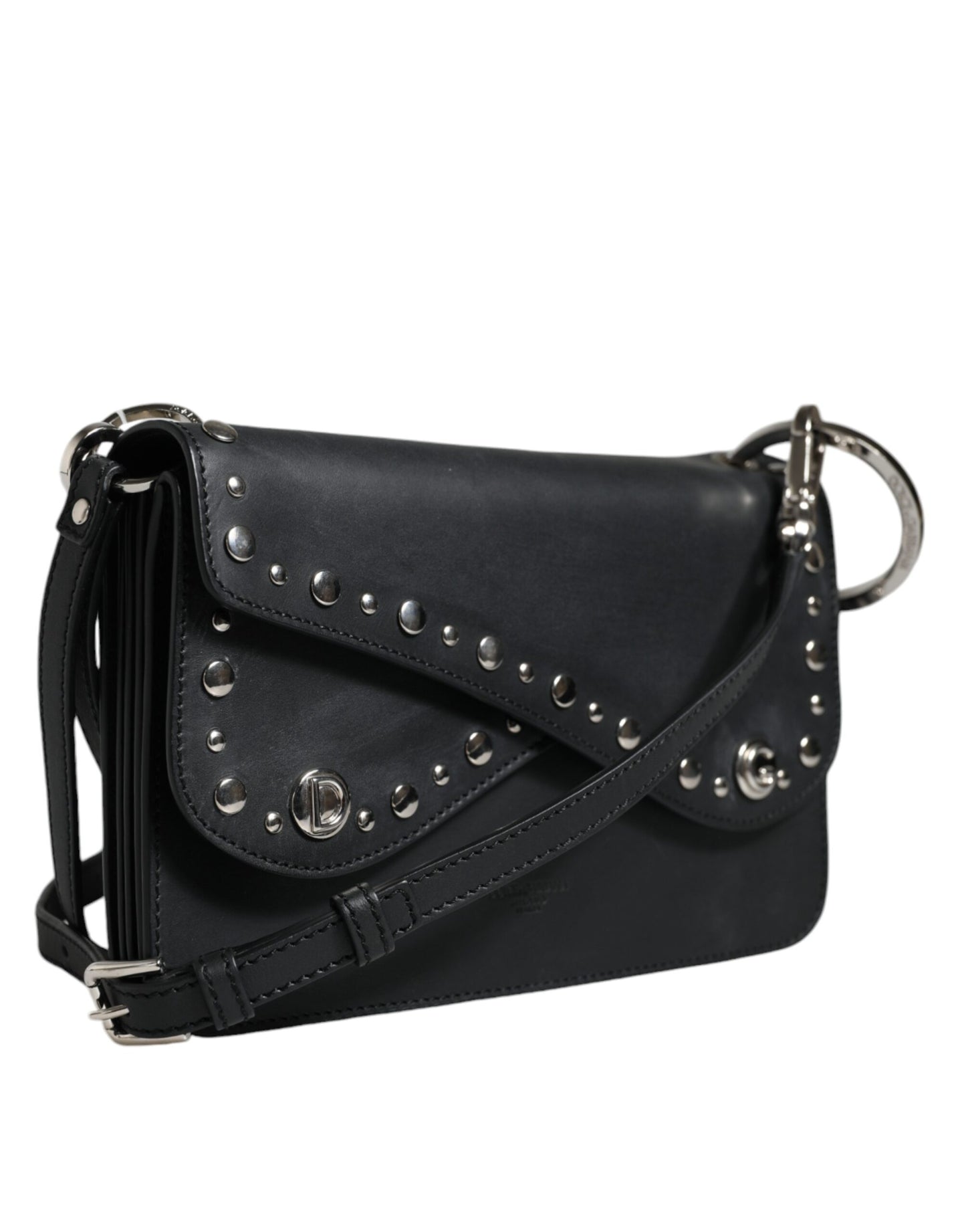 Dolce & Gabbana Black Small Leather Studded Shoulder Crossbody Bag