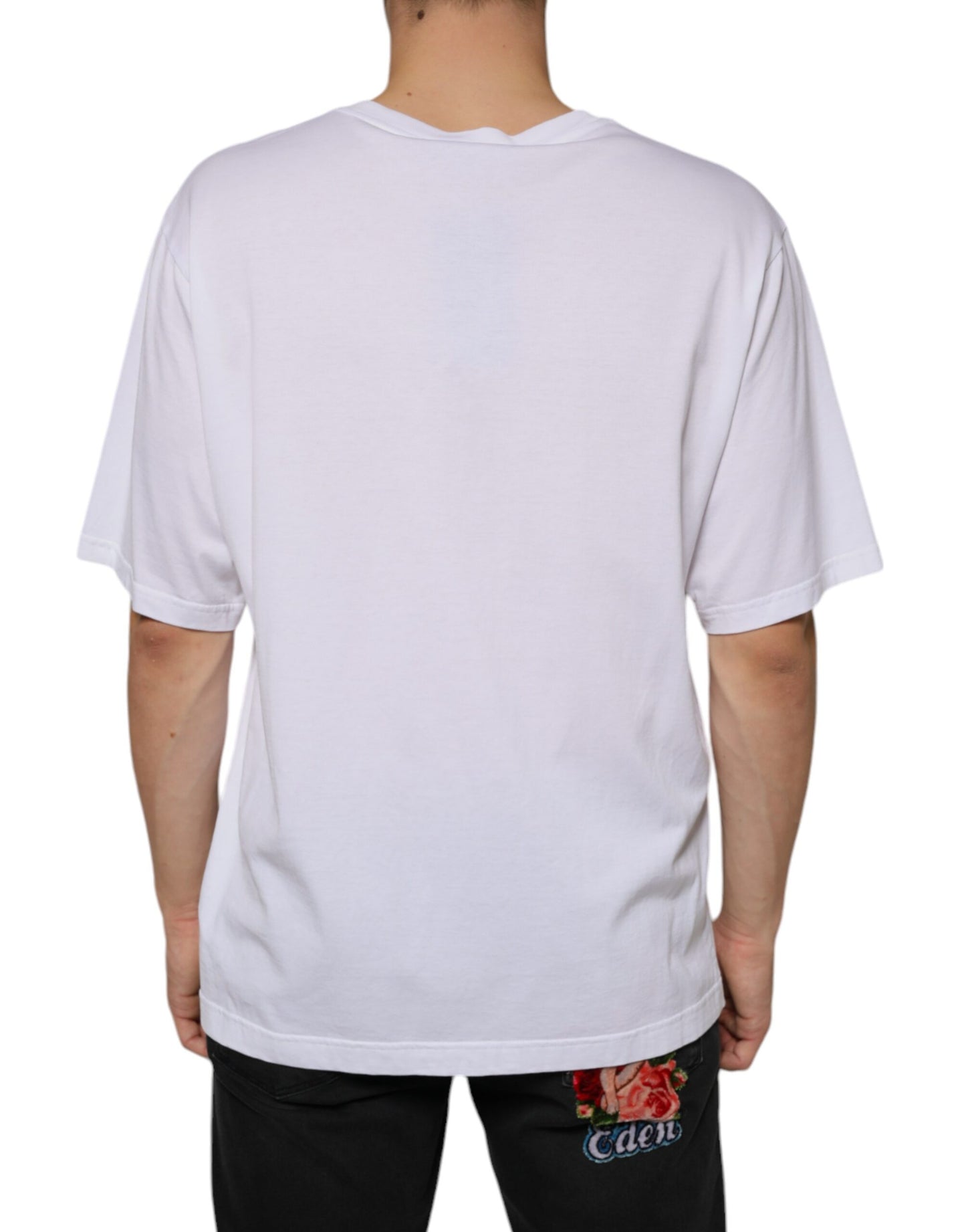 Dolce & Gabbana White Metal DG Logo Cotton Short Sleeves T-shirt