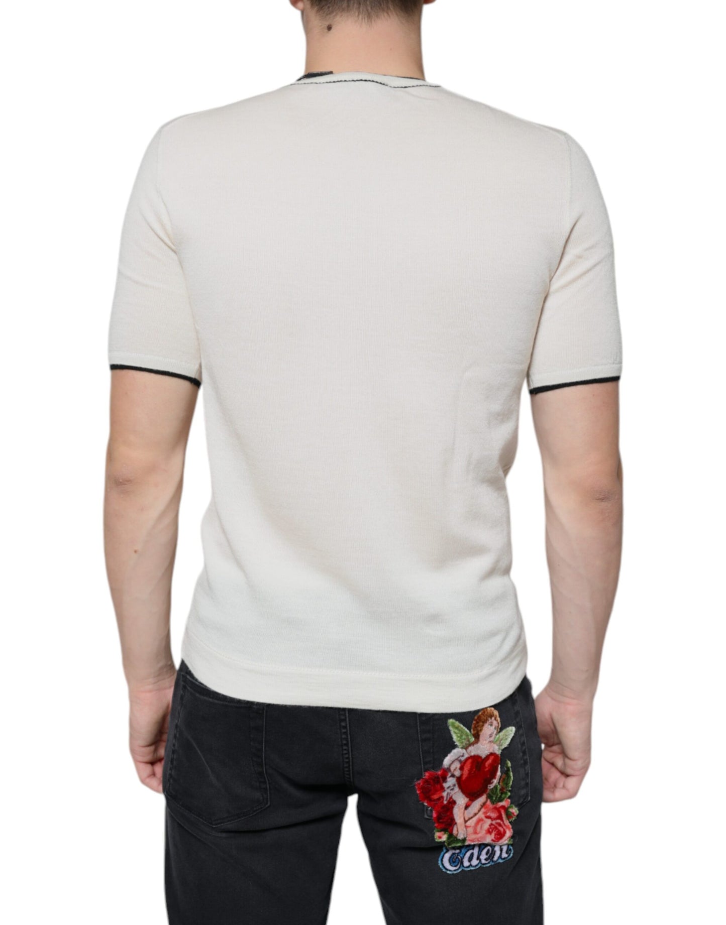 Dolce & Gabbana Off White Cashmere Short Sleeves T-shirt