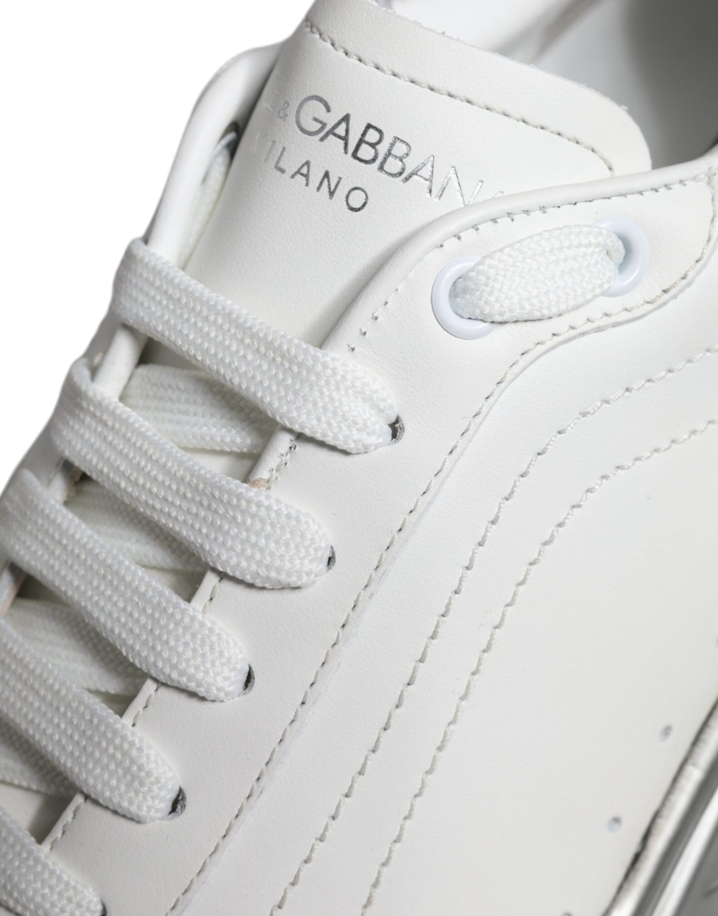 Dolce & Gabbana White Silver Daymaster Low Top Sneakers Shoes