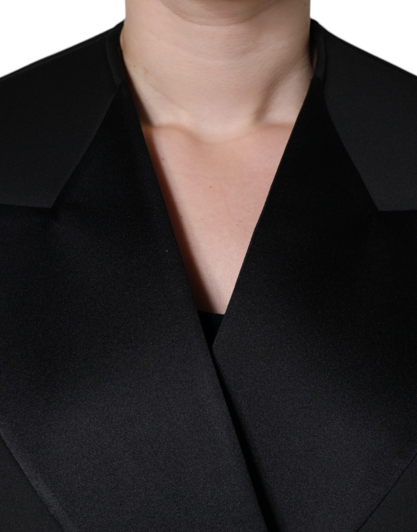 Dolce &amp; Gabbana Black Polyester Double Breasted Coat Jacket