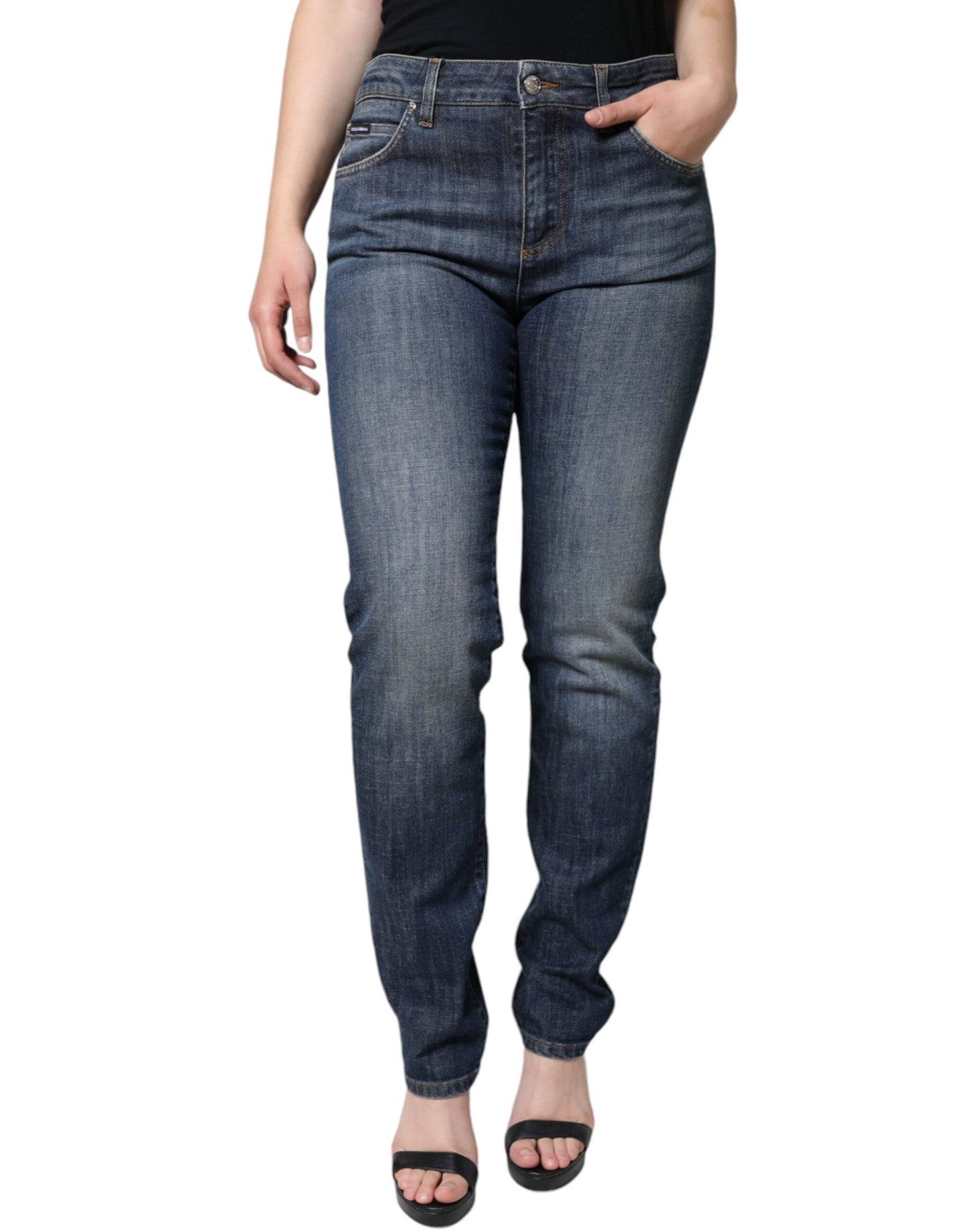 Dolce &amp; Gabbana Dark Blue Cotton Stretch Skinny Denim Jeans