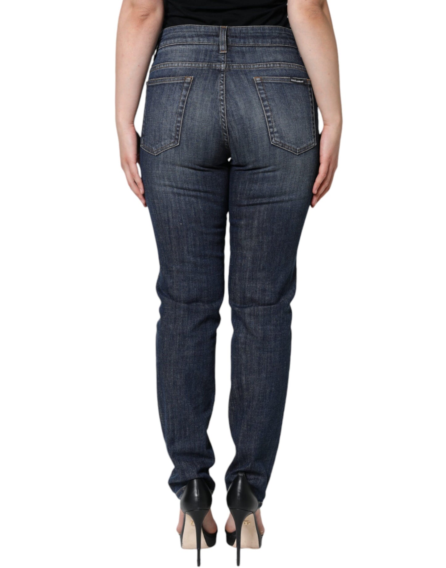 Dolce &amp; Gabbana Dark Blue Cotton Stretch Skinny Denim Jeans