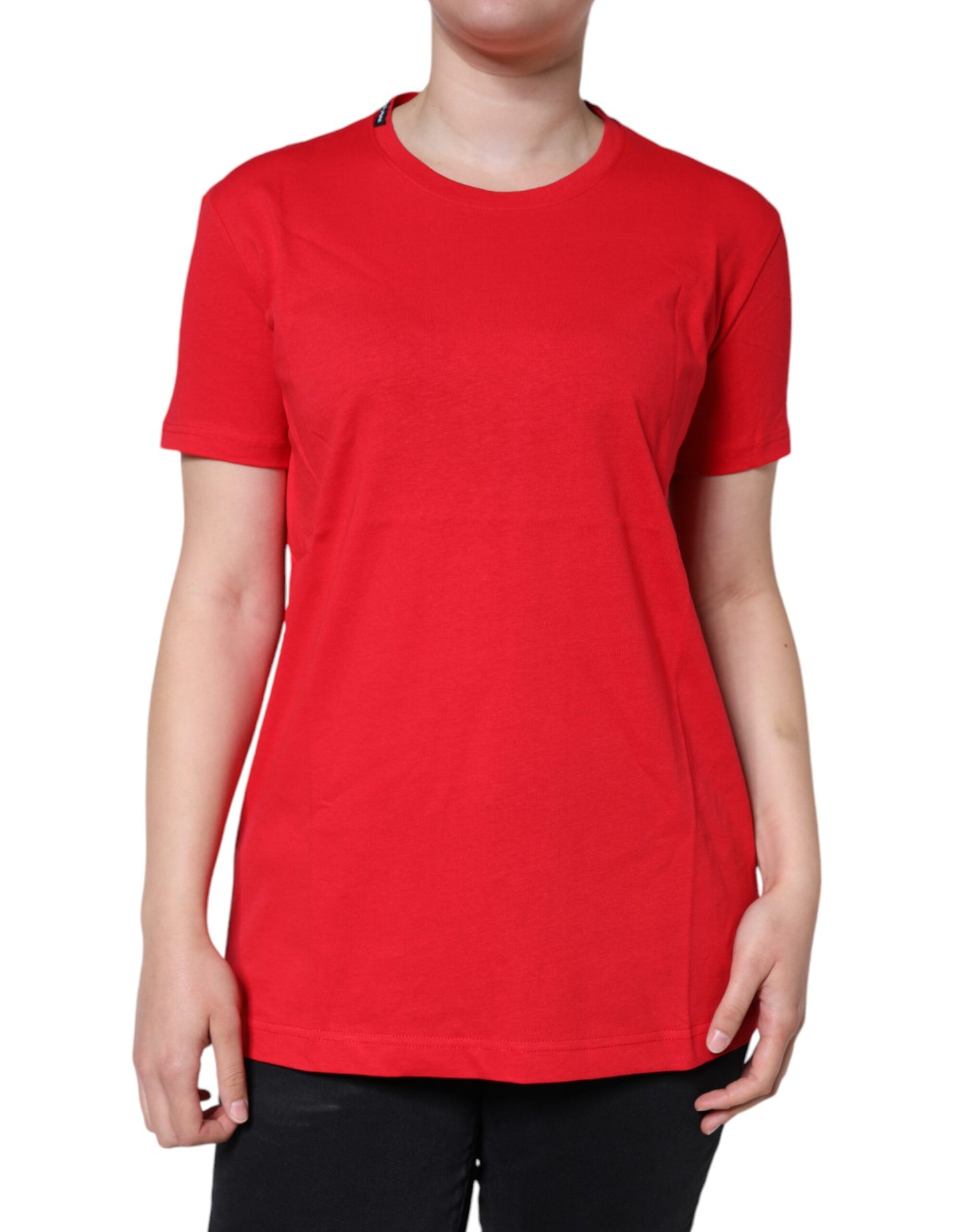 Dolce &amp; Gabbana Red Cotton Crew Neck Short Sleeve Tee T-shirt