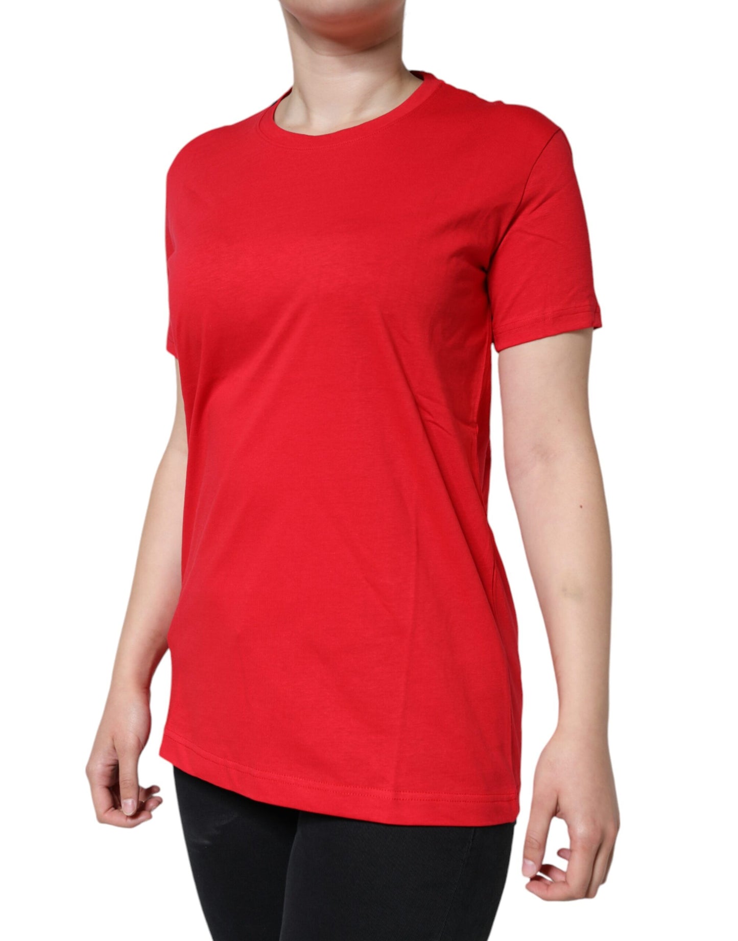 Dolce &amp; Gabbana Red Cotton Crew Neck Short Sleeve Tee T-shirt