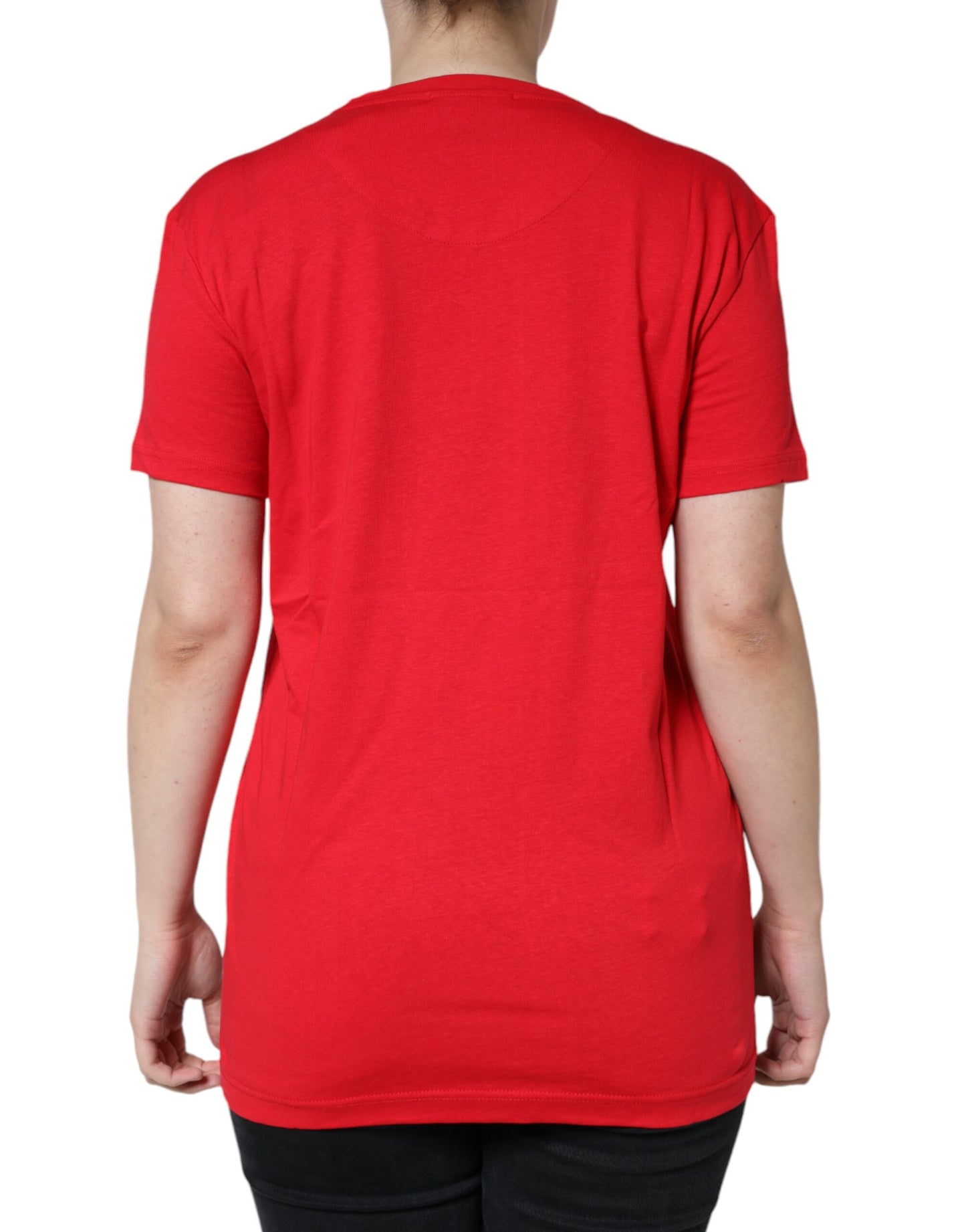 Dolce &amp; Gabbana Red Cotton Crew Neck Short Sleeve Tee T-shirt