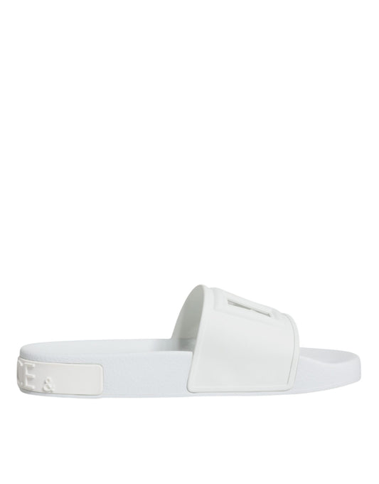 Dolce &amp; Gabbana White Rubber Slides Sandals Beachwear Shoes