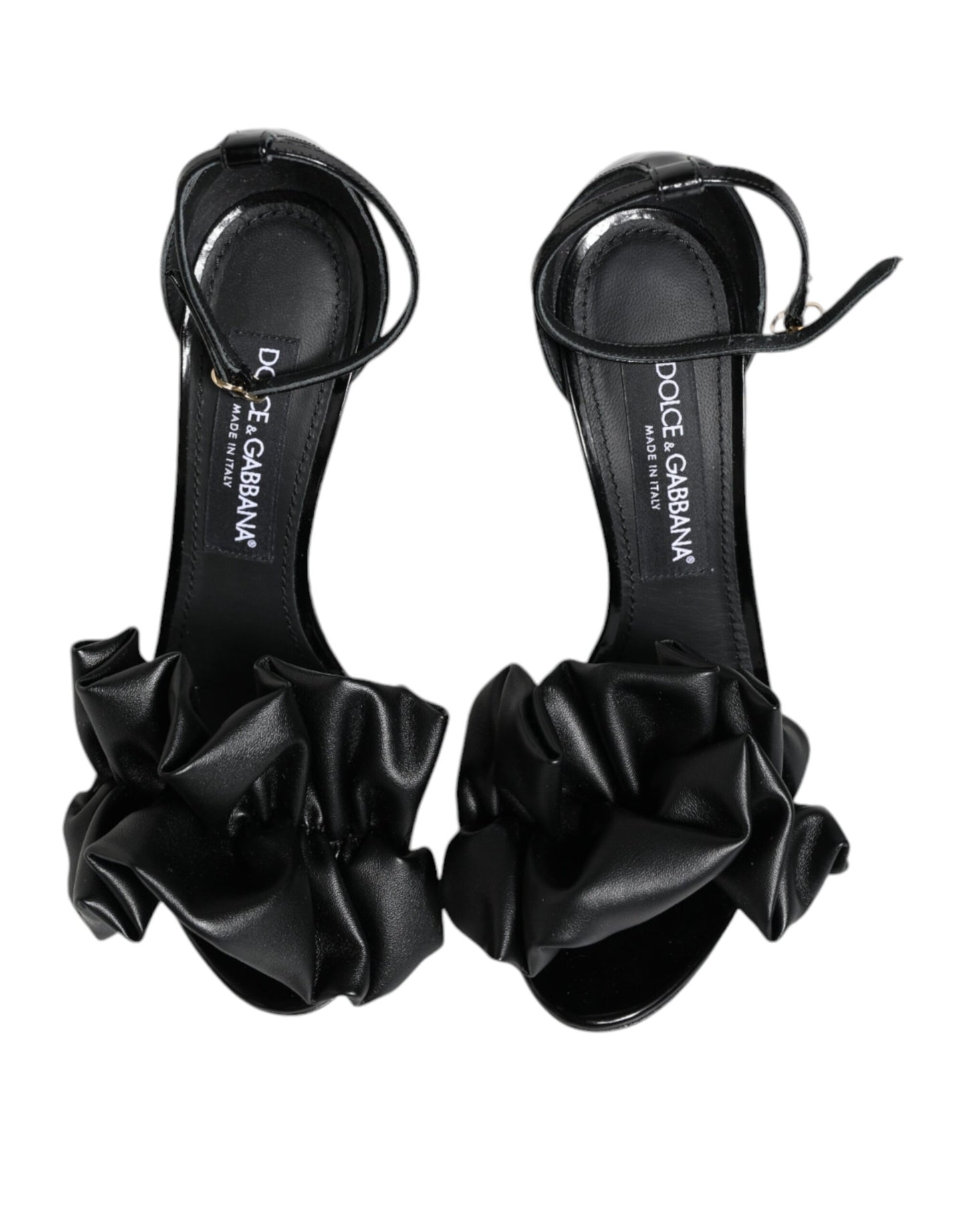 Dolce & Gabbana Black Leather Ankle Strap Heel Sandals Shoes