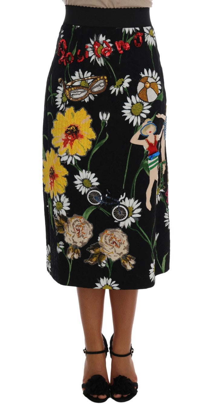 Dolce &amp; Gabbana Embellished A-Line Mid-Calf Skirt