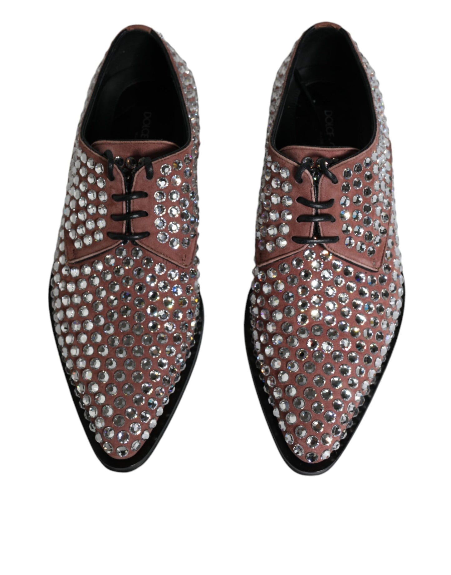 Dolce &amp; Gabbana Brown Rhinestone Embellished Derby Dress Shoes