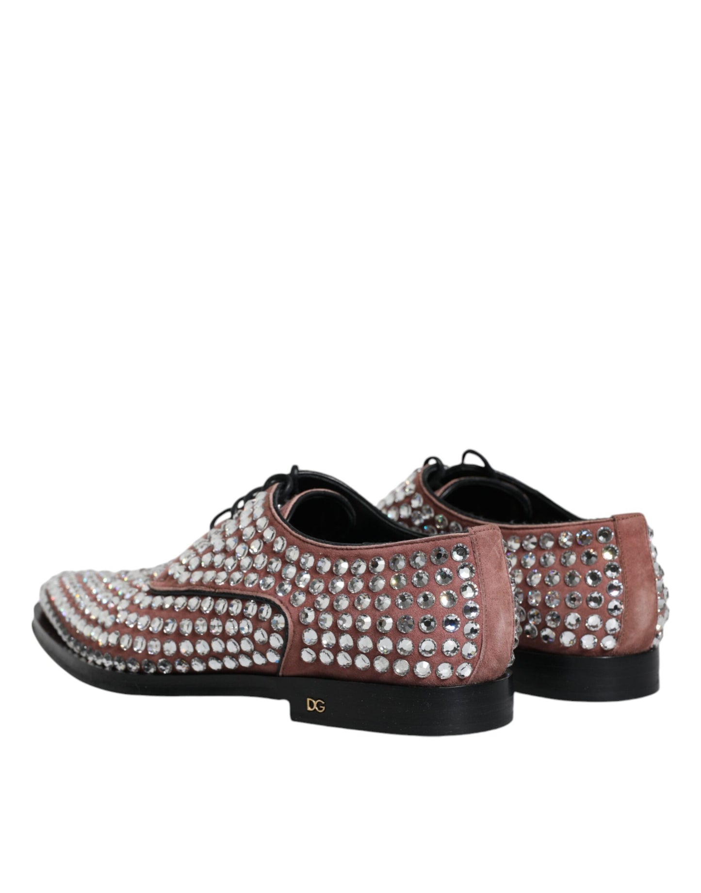 Dolce &amp; Gabbana Brown Rhinestone Embellished Derby Dress Shoes