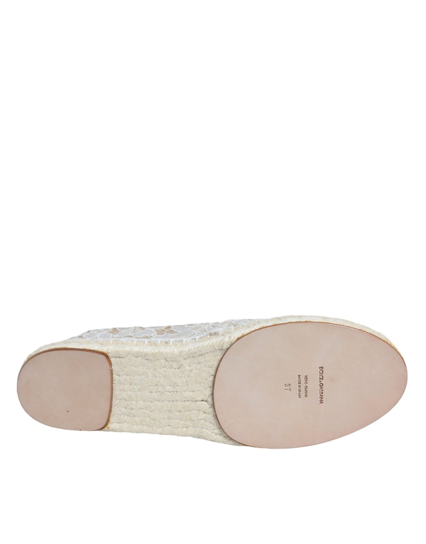 Dolce &amp; Gabbana White Lace Viscose Espadrilles Flats Shoes