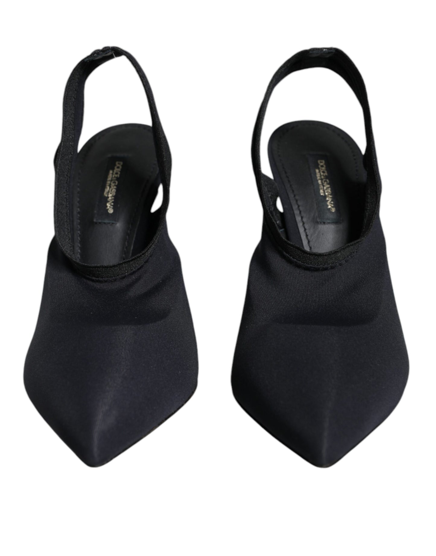 Dolce &amp; Gabbana Black Jersey Stretch Heels Slingback Shoes