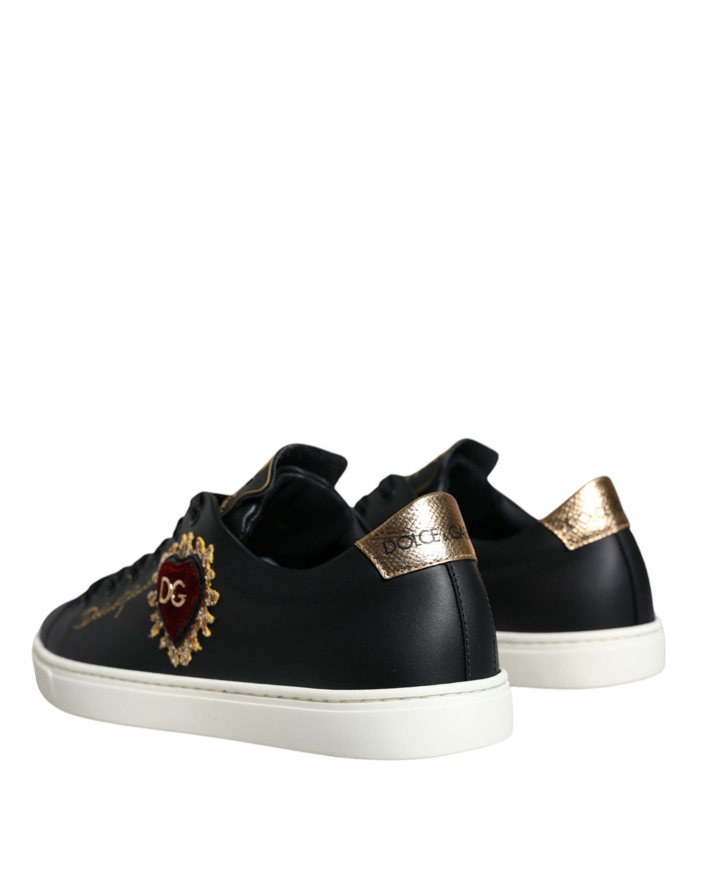 Dolce &amp; Gabbana Black Portofino Sacred Heart Sneakers Shoes