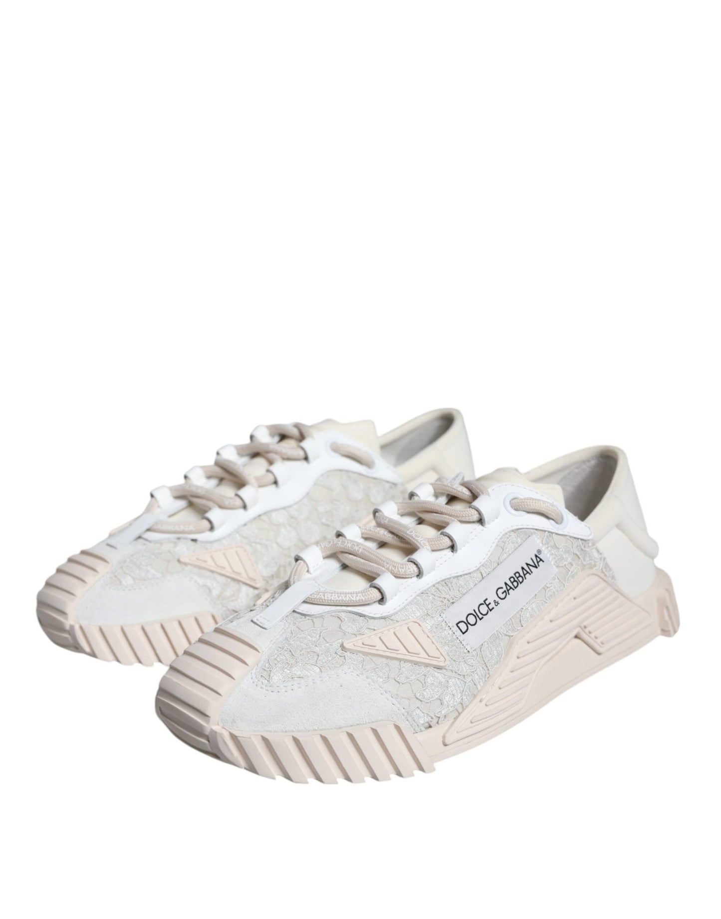 Dolce &amp; Gabbana White Lace NS1 Low Top Sneaker Sports Shoes