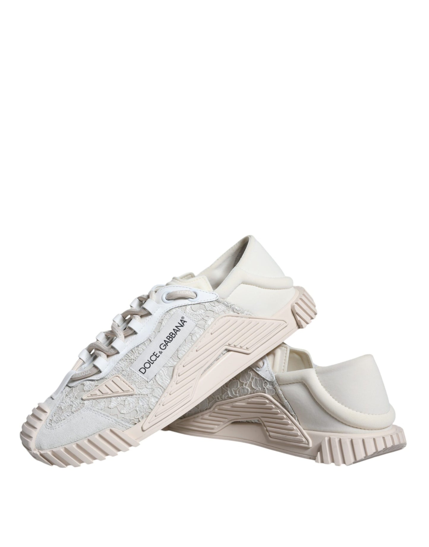 Dolce &amp; Gabbana White Lace NS1 Low Top Sneaker Sports Shoes