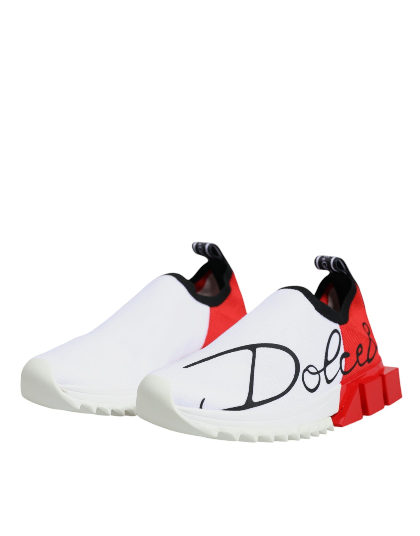 Dolce &amp; Gabbana White Red Low Top Sorrento Men Sneakers Shoes