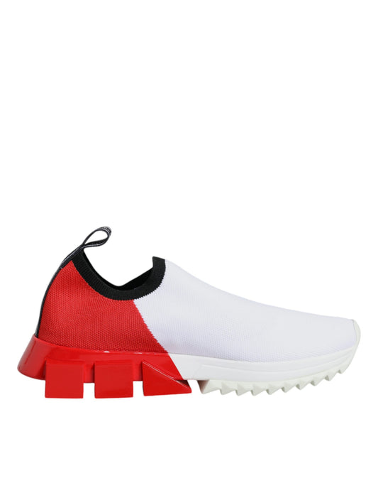 Dolce &amp; Gabbana White Red Low Top Sorrento Men Sneakers Shoes