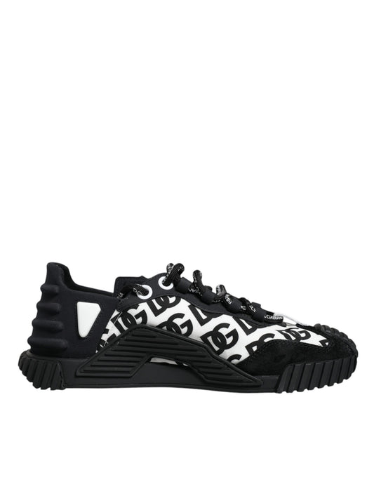 Dolce &amp; Gabbana Black Logo Lace Up Low Top NS1 Sneakers Shoes