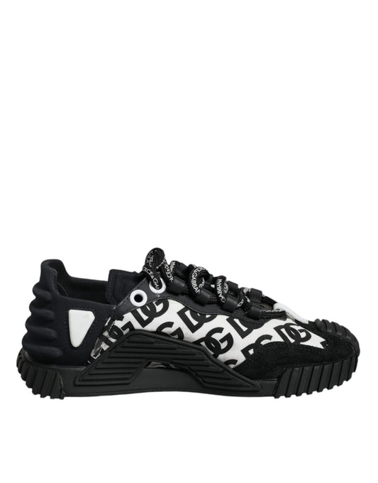 Dolce &amp; Gabbana Black Logo Lace Up Low Top NS1 Sneakers Shoes