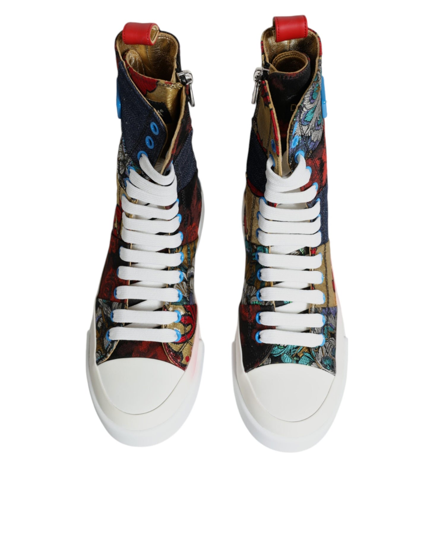 Dolce &amp; Gabbana Multicolor Patchwork Logo High Top Sneakers Shoes