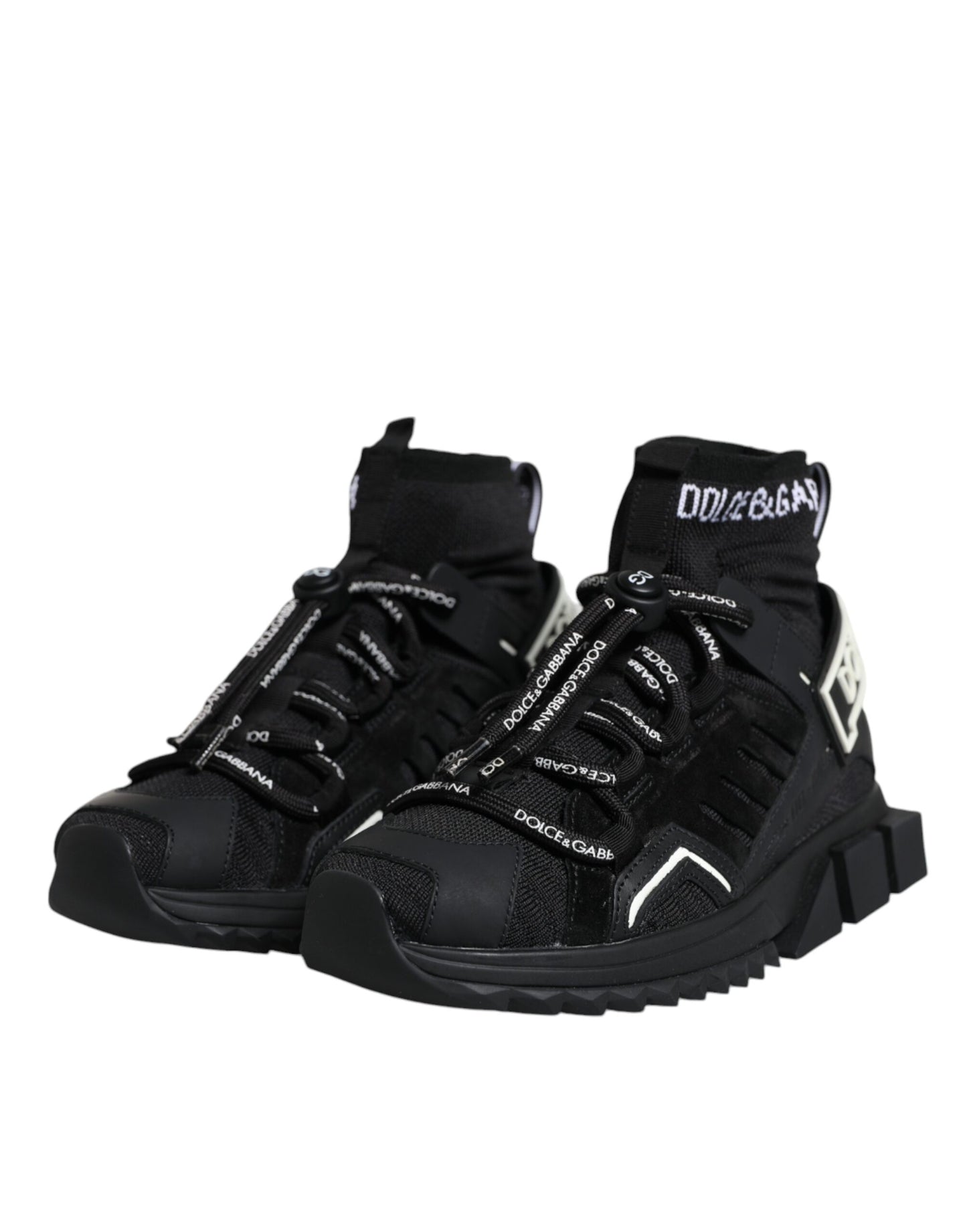 Dolce &amp; Gabbana Black Sorrento Socks Logo Sneakers Shoes