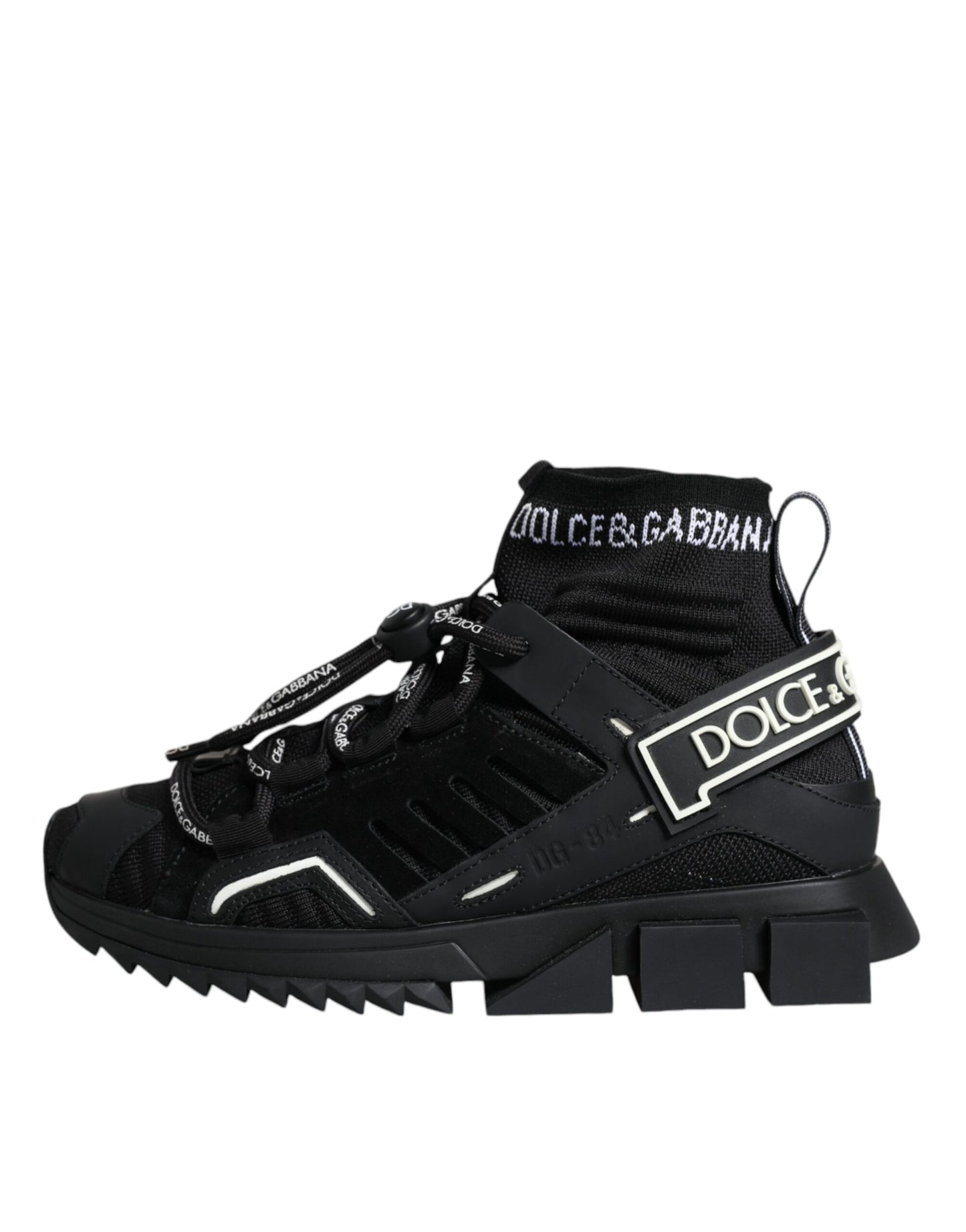 Dolce &amp; Gabbana Black Sorrento Socks Logo Sneakers Shoes