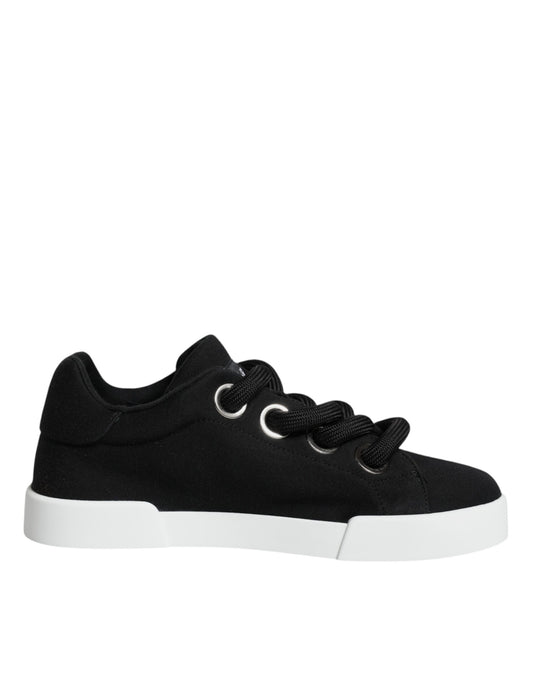 Dolce &amp; Gabbana Black White Portofino Low Top Sneakers Shoes