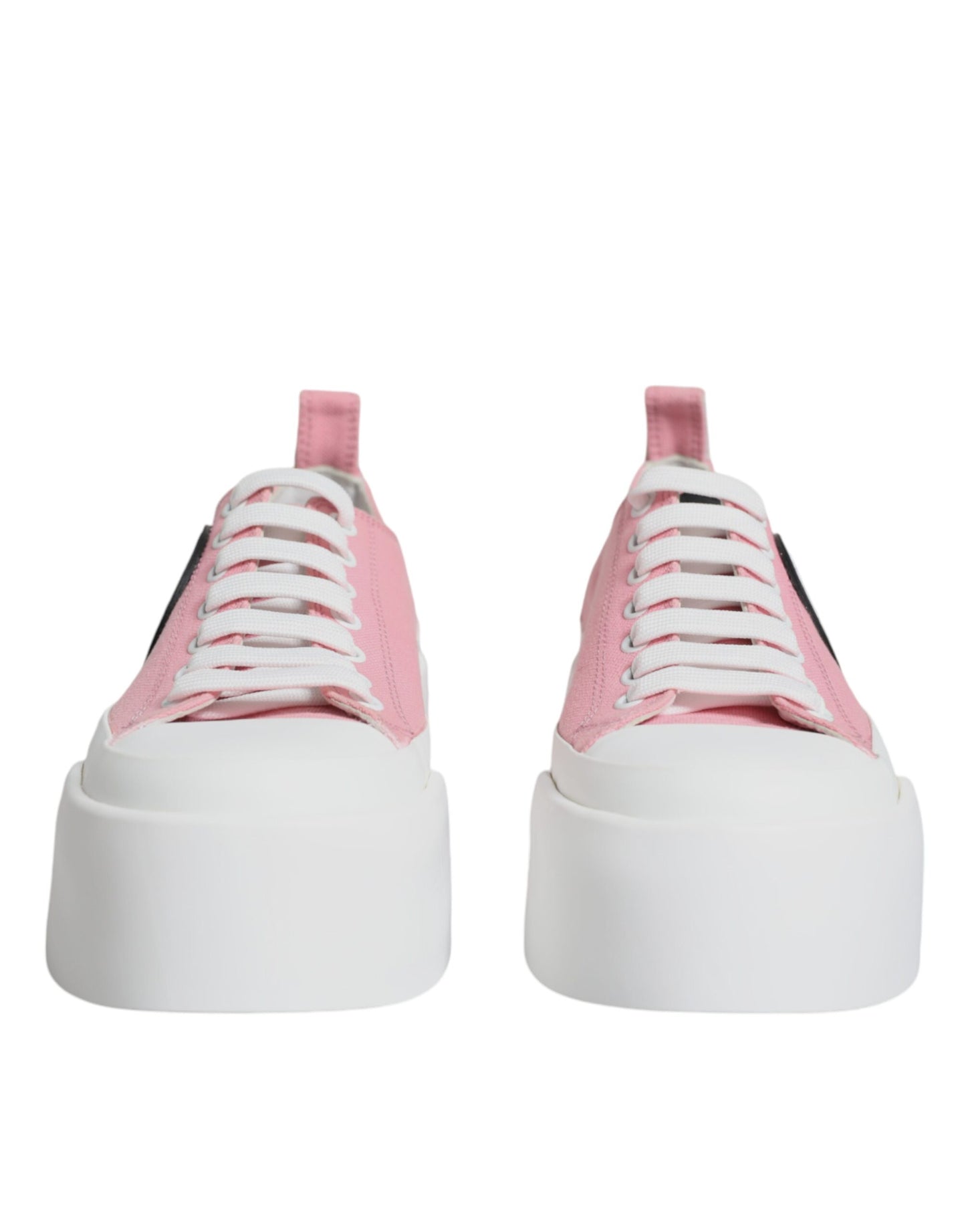 Dolce &amp; Gabbana Pink White Canvas Logo Low Top Sneakers Shoes