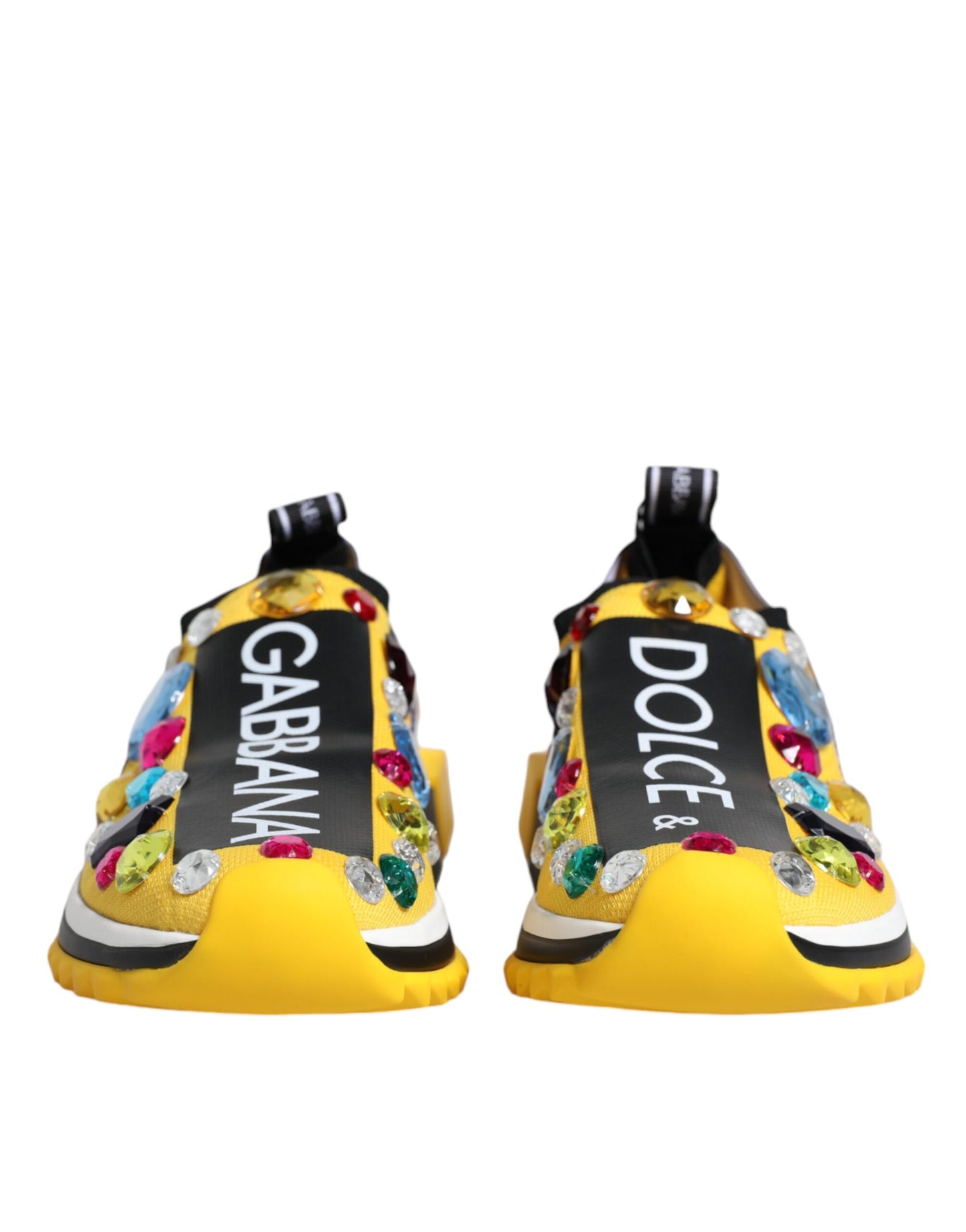 Dolce &amp; Gabbana Yellow Sorrento Crystals Low Top Sneakers Shoes