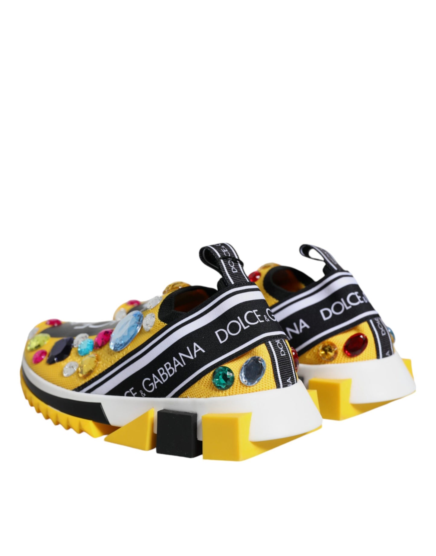 Dolce &amp; Gabbana Yellow Sorrento Crystals Low Top Sneakers Shoes