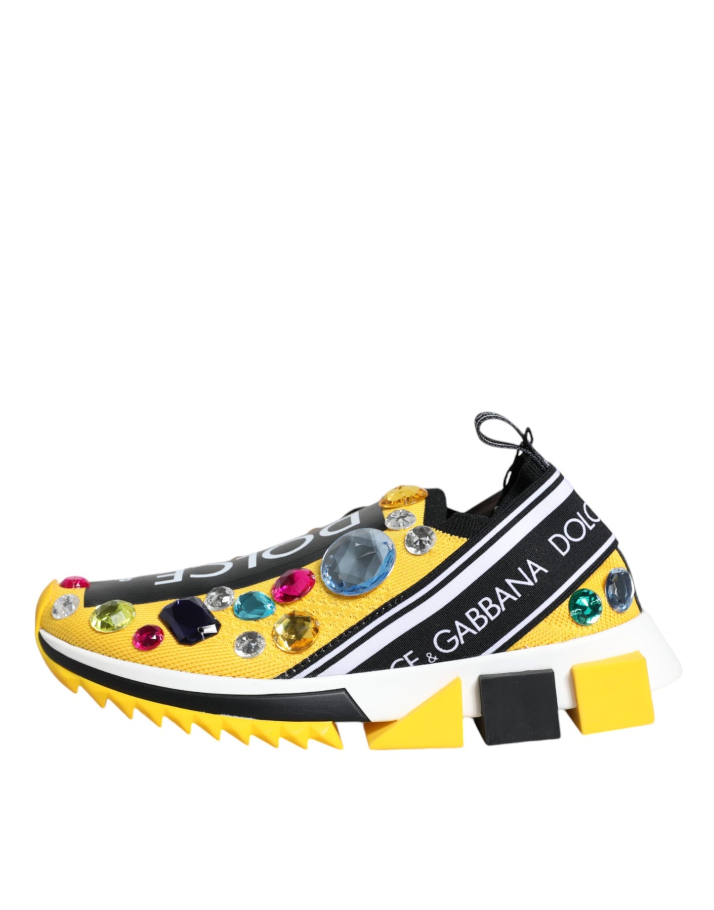 Dolce &amp; Gabbana Yellow Sorrento Crystals Low Top Sneakers Shoes