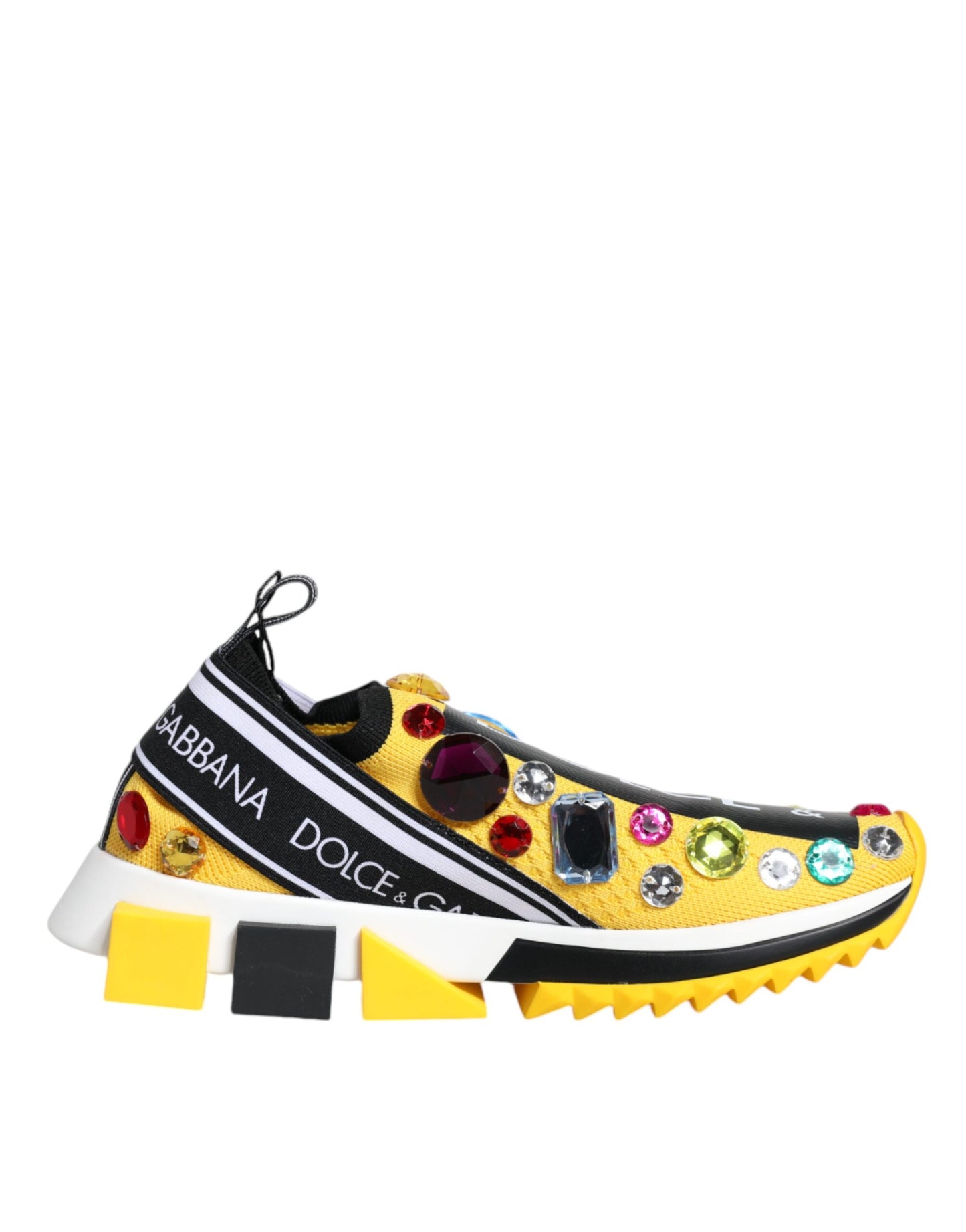 Dolce &amp; Gabbana Yellow Sorrento Crystals Low Top Sneakers Shoes