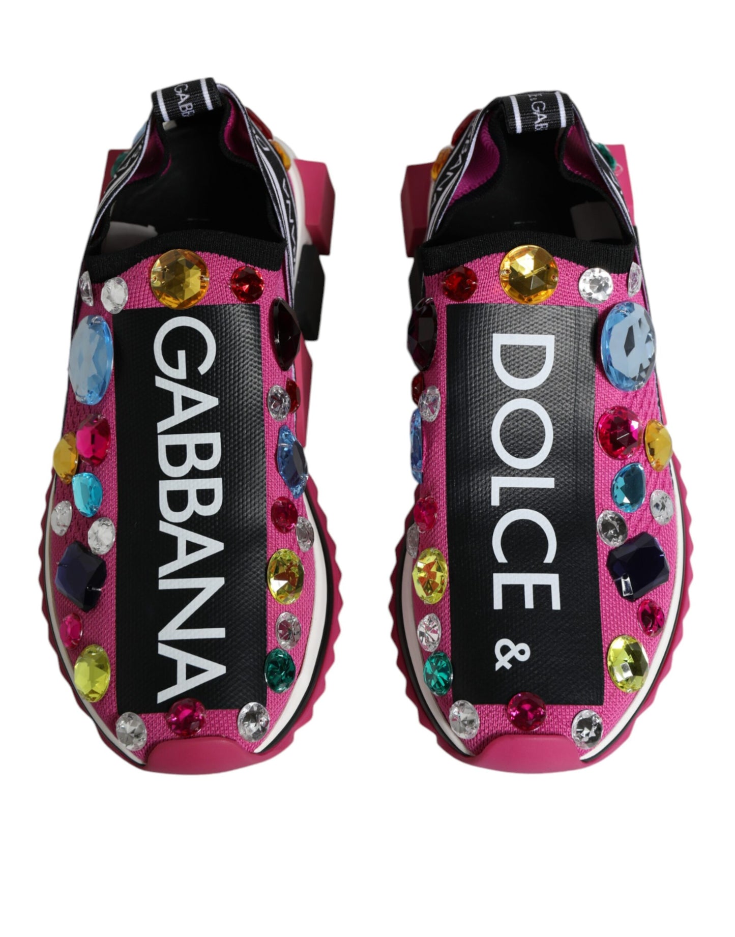 Dolce &amp; Gabbana Pink Sorrento Crystals Low Top Sneakers Shoes