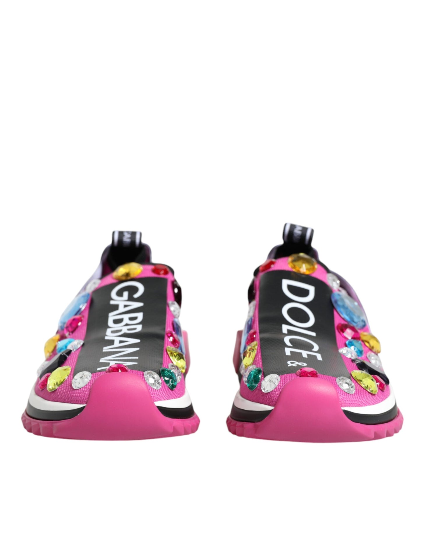 Dolce &amp; Gabbana Pink Sorrento Crystals Low Top Sneakers Shoes