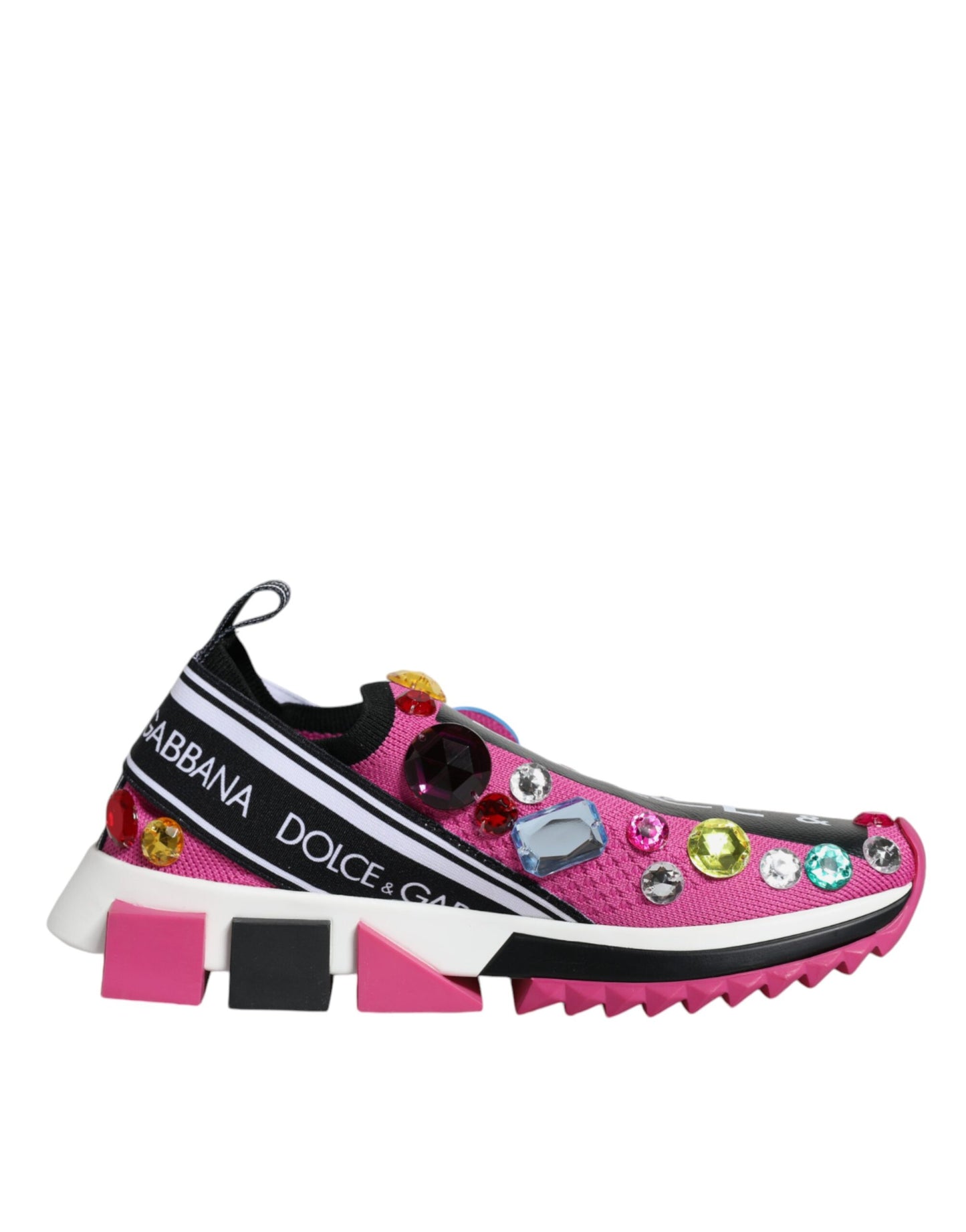 Dolce &amp; Gabbana Pink Sorrento Crystals Low Top Sneakers Shoes