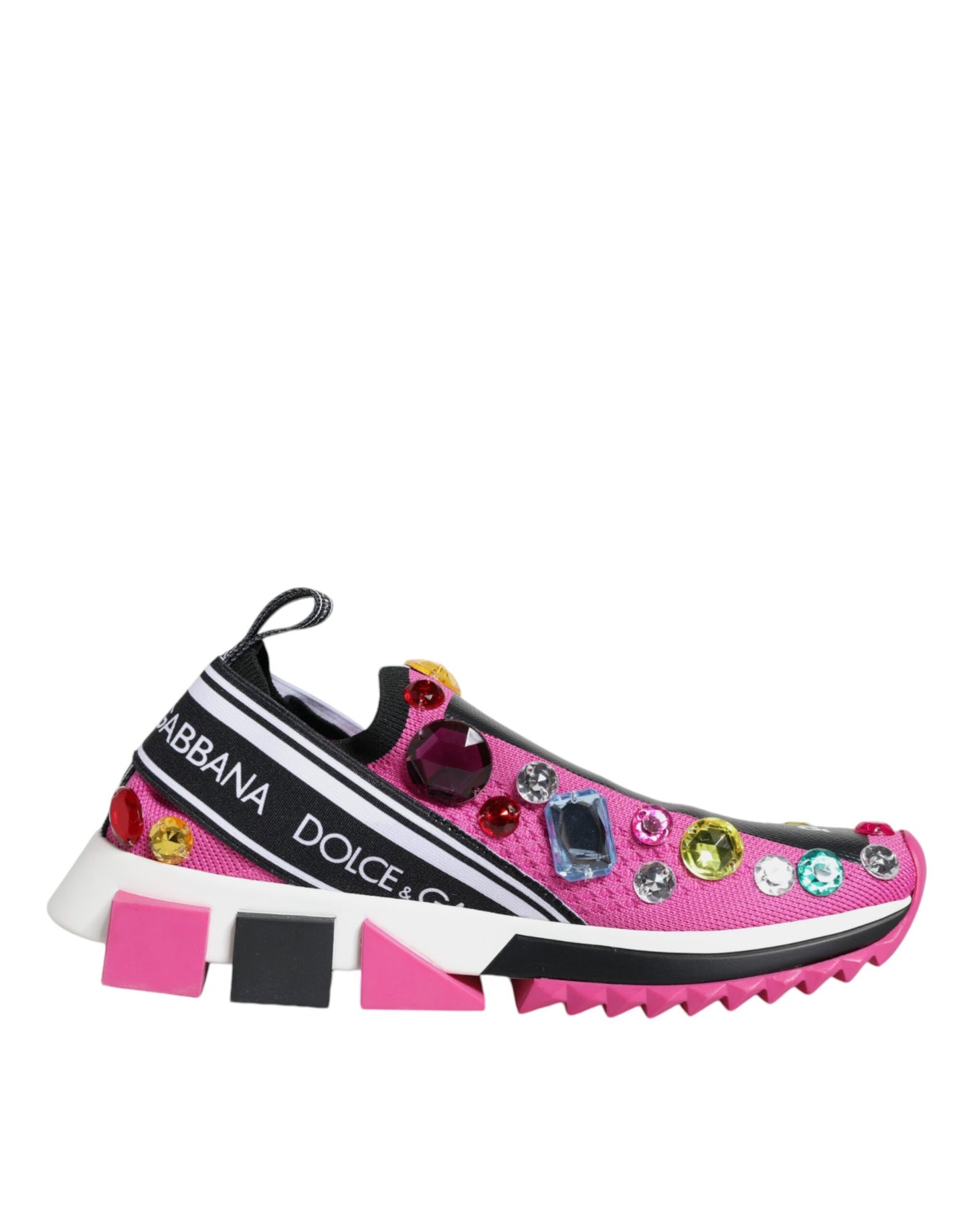 Dolce &amp; Gabbana Pink Sorrento Crystals Low Top Sneakers Shoes