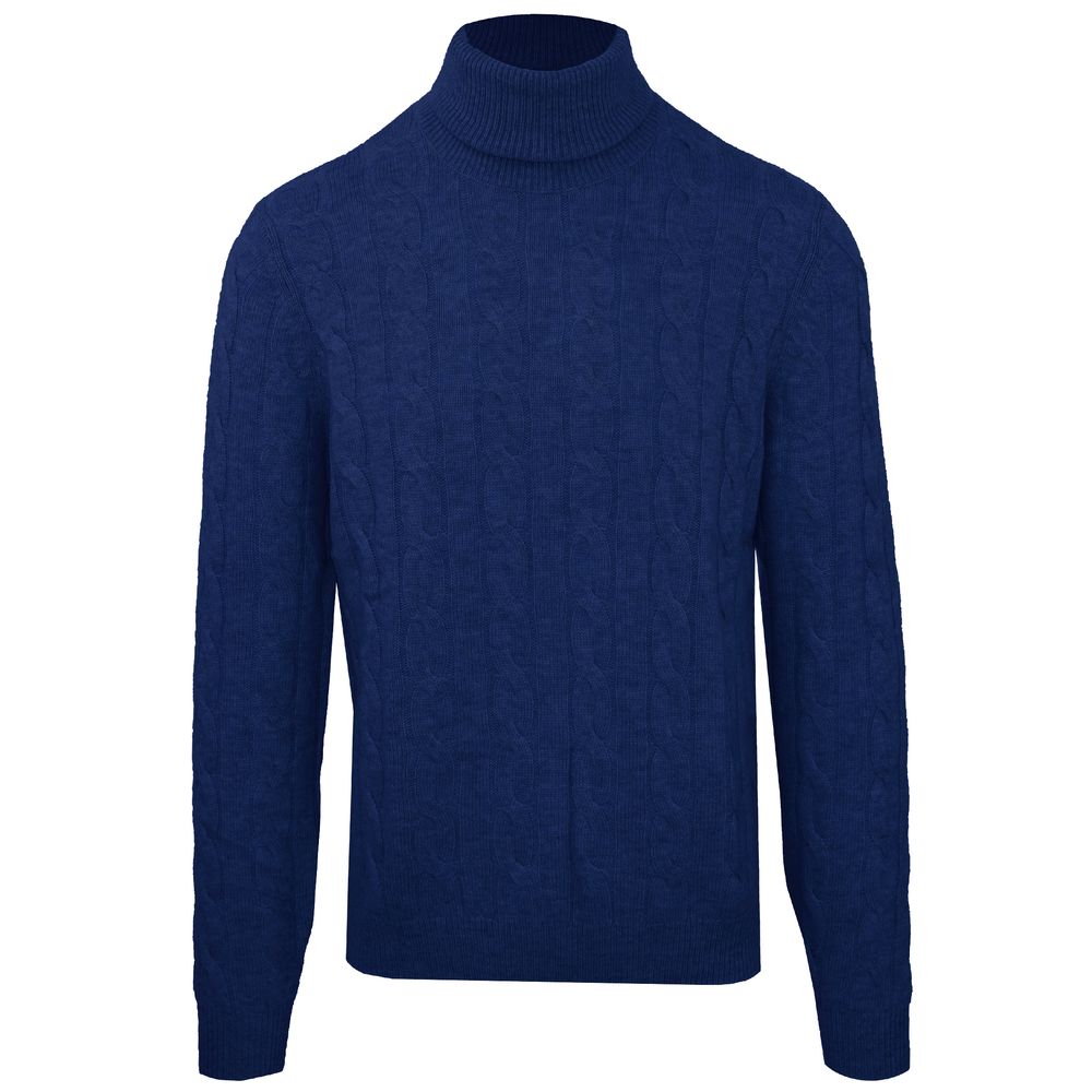 Malo Blue Wool Men's Turtleneck Sweater