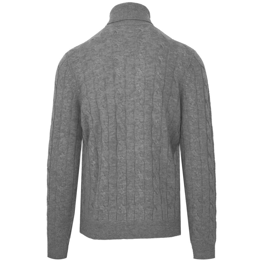 Malo Gray Wool Men Turtleneck Sweater