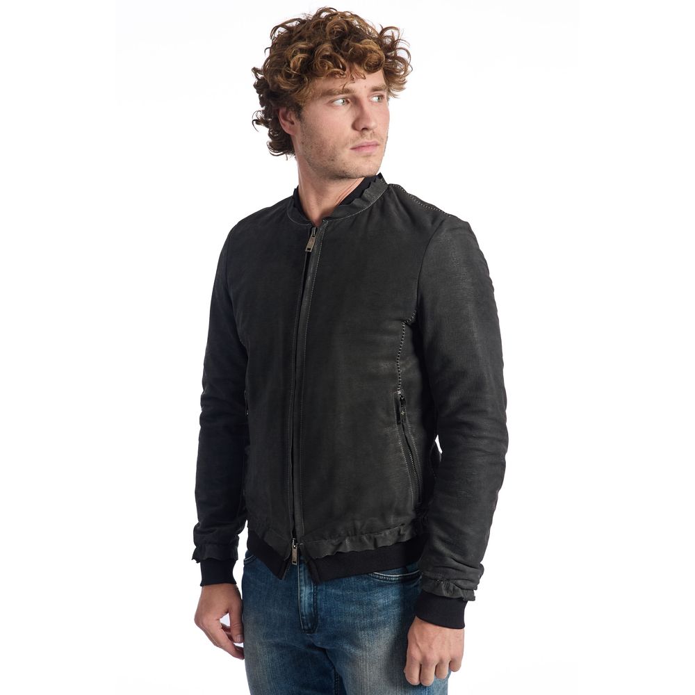 Roberto Pepe Luxury "Gray Lambskin Men Jacket"