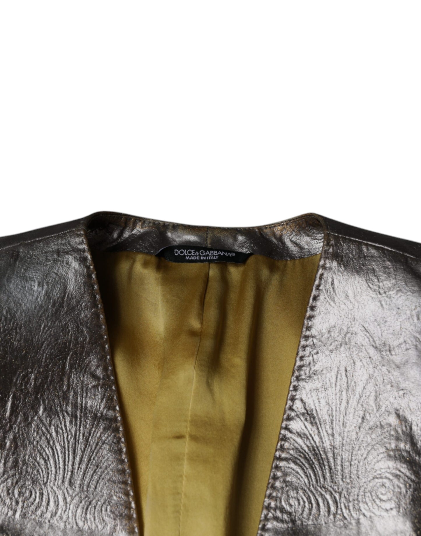 Dolce & Gabbana Gold Jacquard Single Breasted Dress Blazer