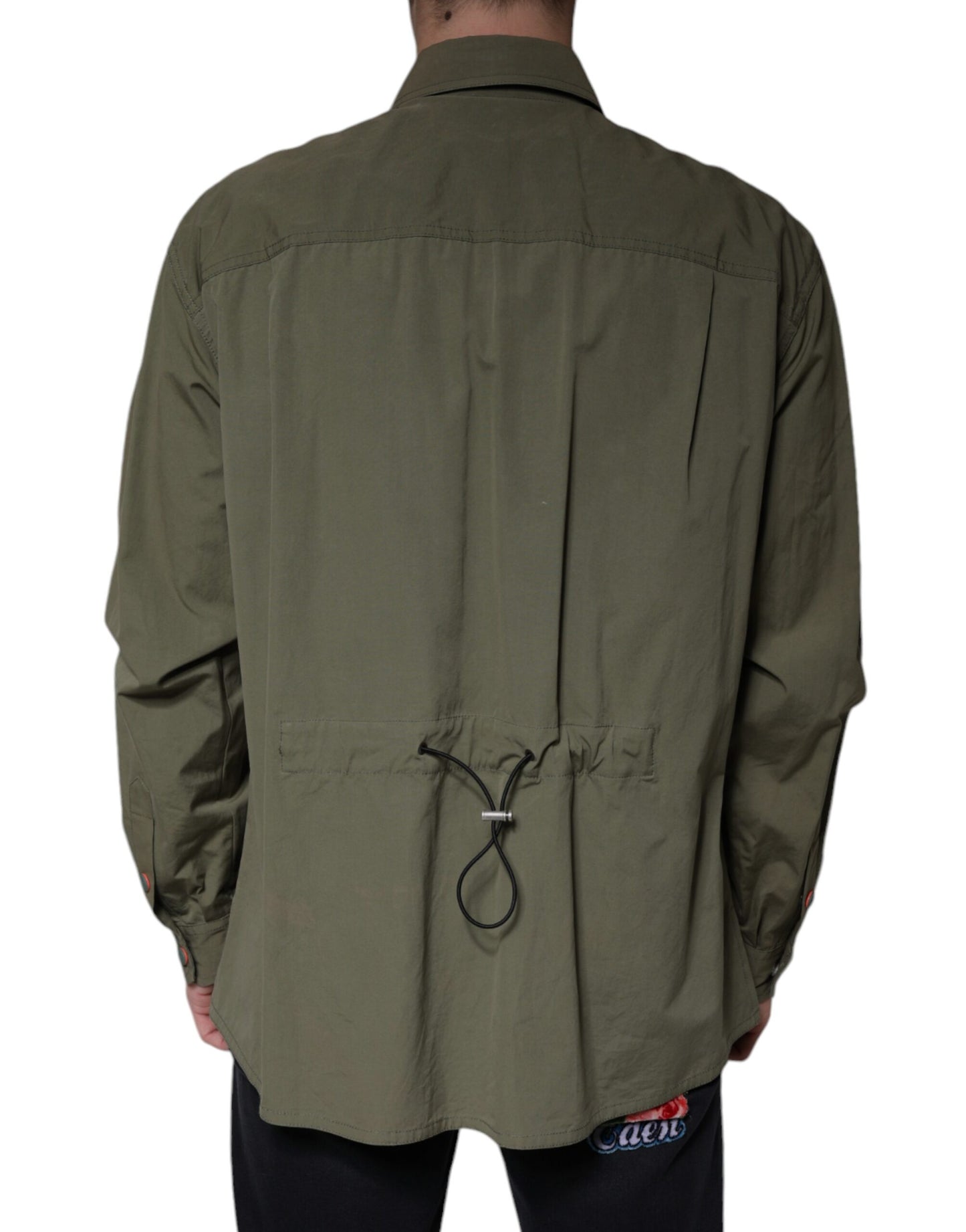 Dolce & Gabbana Military Green Cotton Bend Collared Coat Jacket